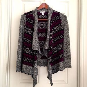 Style & Co. Sweater Cardigan Size XS Purple Gray Long Sleeves